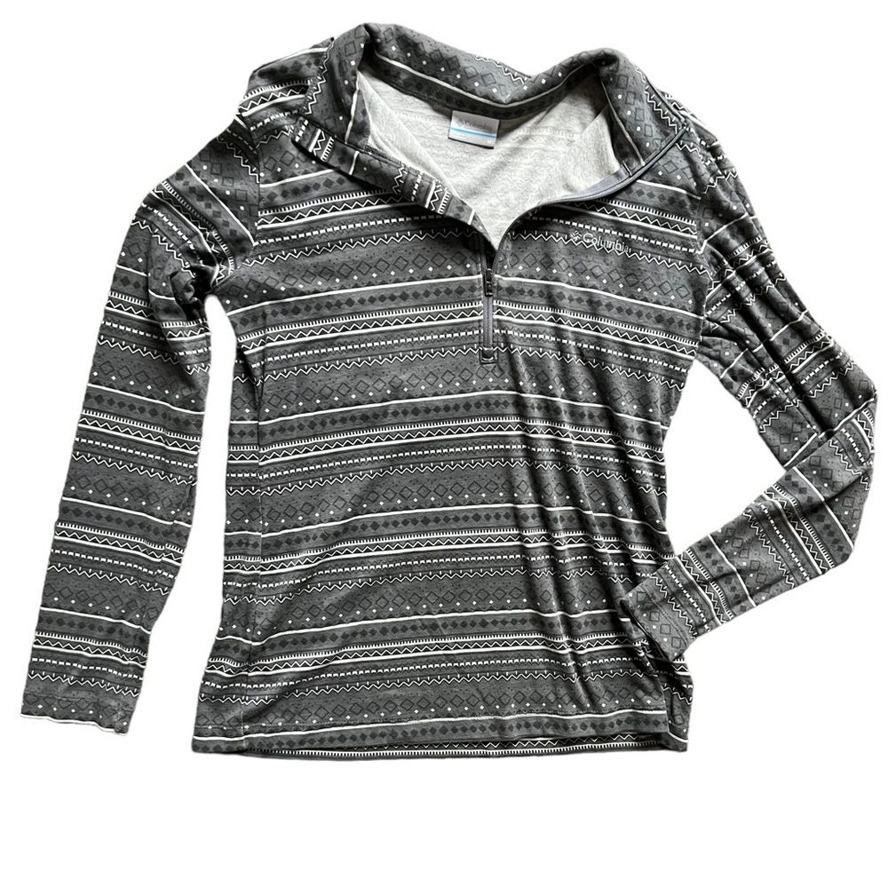 Columbia Women's Drifting Snow Gray Aztec Print 1/2 Zip Pullover Size Medium